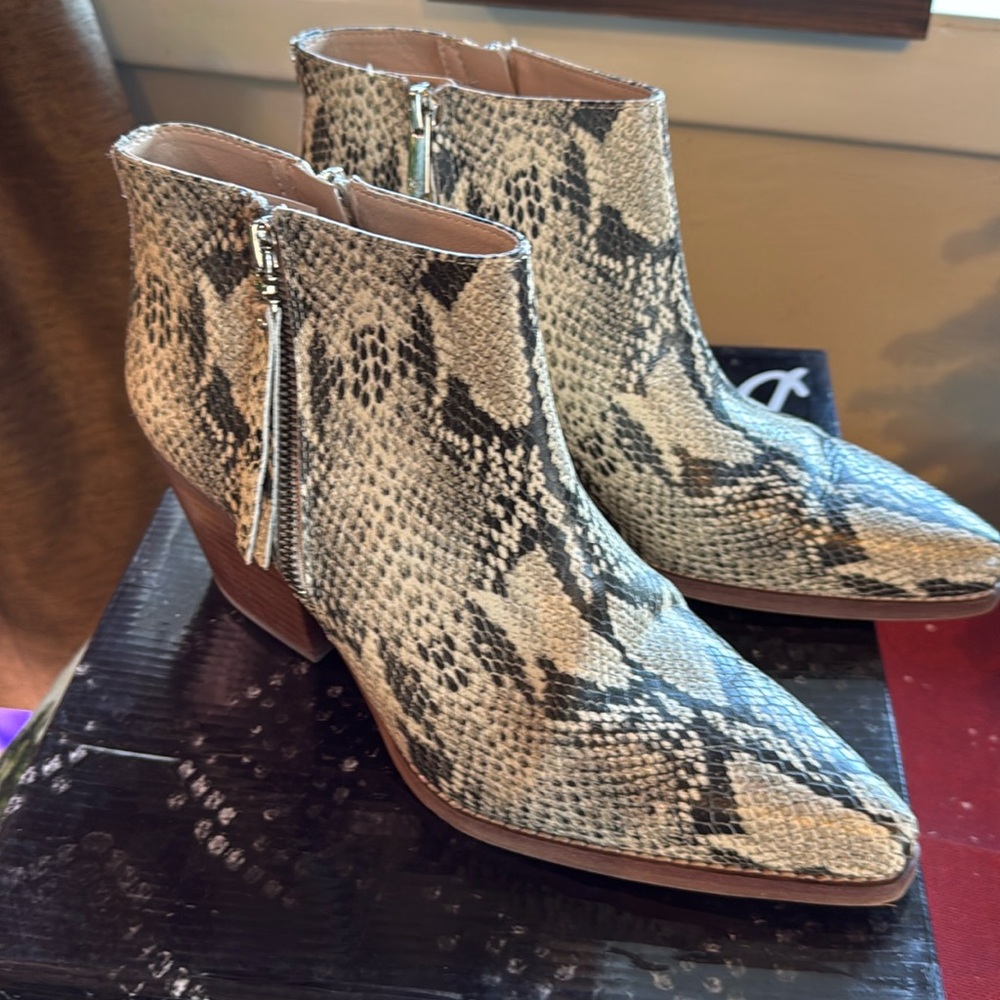 Sam Edelman Embossed Snakeskin Leather Boots